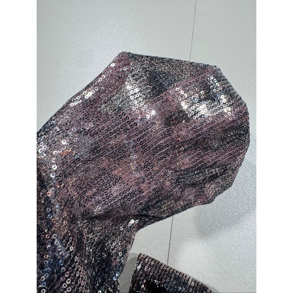 Guess Sequin Off Shoulder Bodycon Sheer Sleeve Dress - Picture 12 of 12